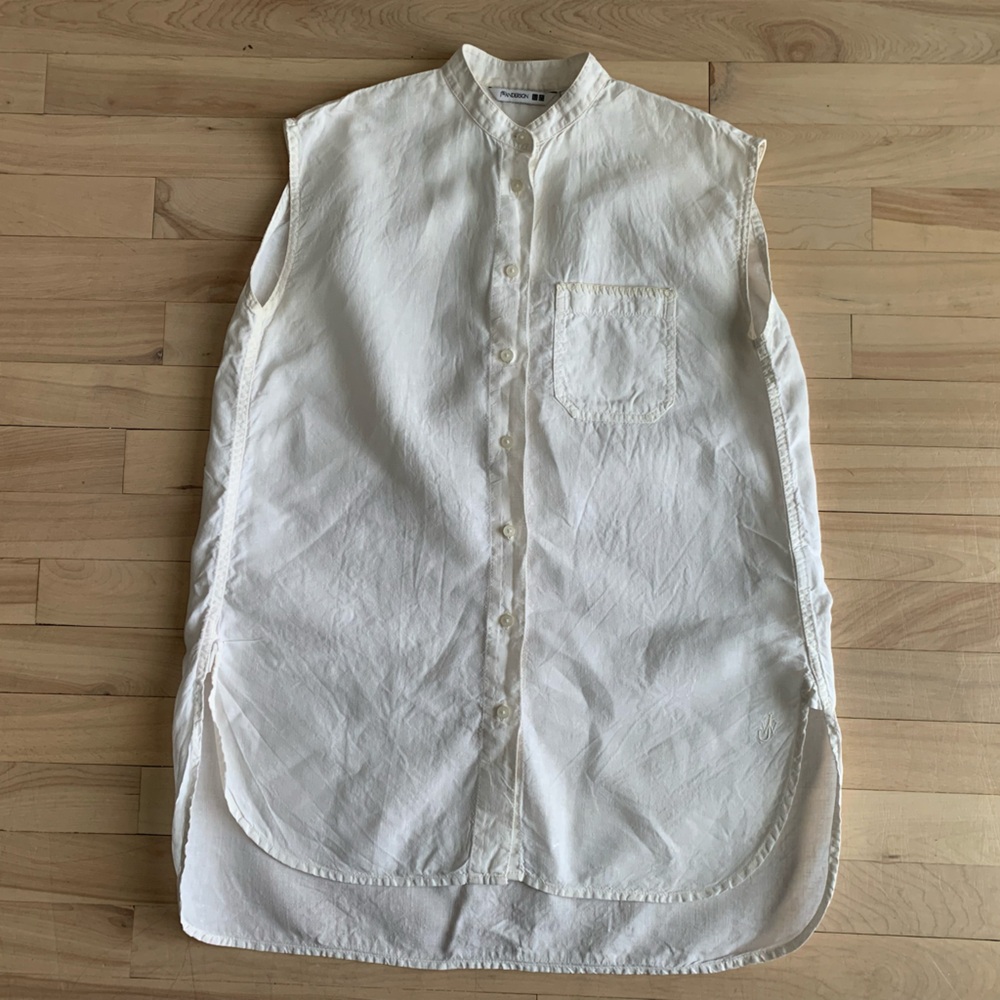 JW Anderson x Uniqlo - Linen Sleeveless Long Shirt Dress Cream | oversized - Picture 4 of 9